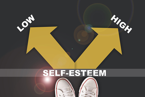 Business boosting self esteem concept and improvement decision making idea