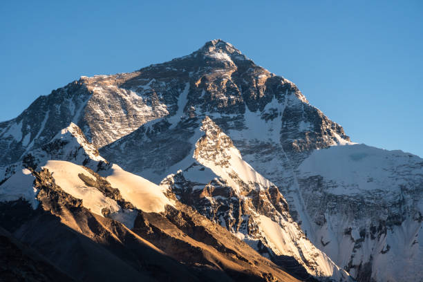 istock Last sunlight on Mt Everest north face and summit from the base camp in Tibet, China 1302201979