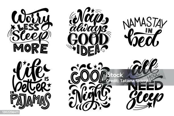 Funny Sleep And Good Night Quotes Stock Illustration - Download Image Now -  Sleeping, Slogan, Speech Bubble - iStock