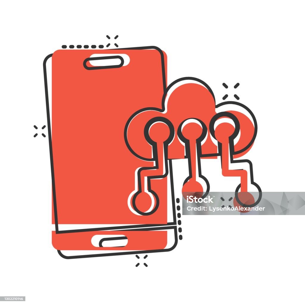 Smartphone With Cloud Icon In Comic Style Phone Network Storage Cartoon  Vector Illustration On White Isolated Background Online Backup Splash Effect  Business Concept Stock Illustration - Download Image Now - iStock