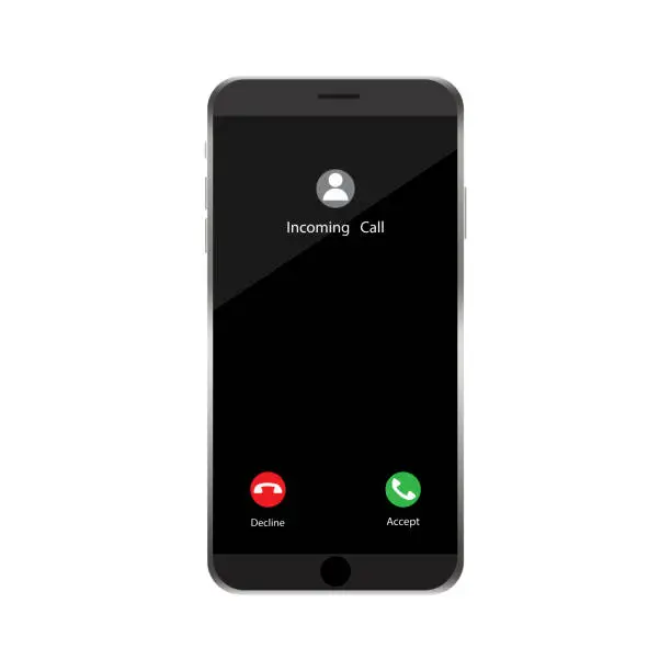 Vector illustration of Phone call icon. Vector template. Video call template. Incoming call. App interface template. Stock image. EPS 10.