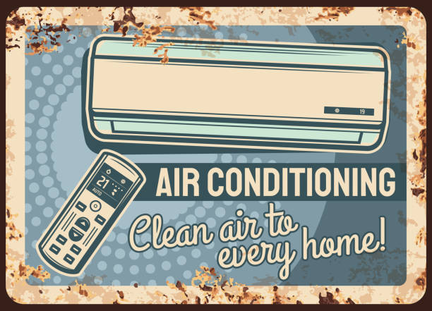klimatyzacja zardzewiałe płyty, odżywka wektorowa - air air conditioner electric fan condition stock illustrations