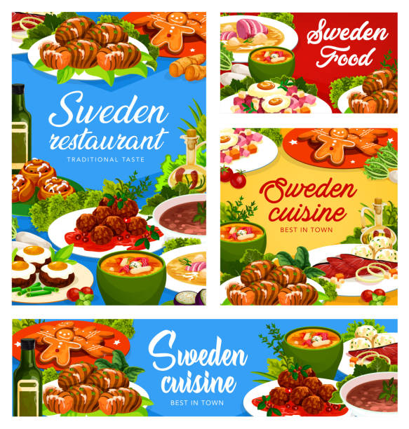 bildbanksillustrationer, clip art samt tecknat material och ikoner med sverige restaurang mat vektor svenska köket - potatis sweden