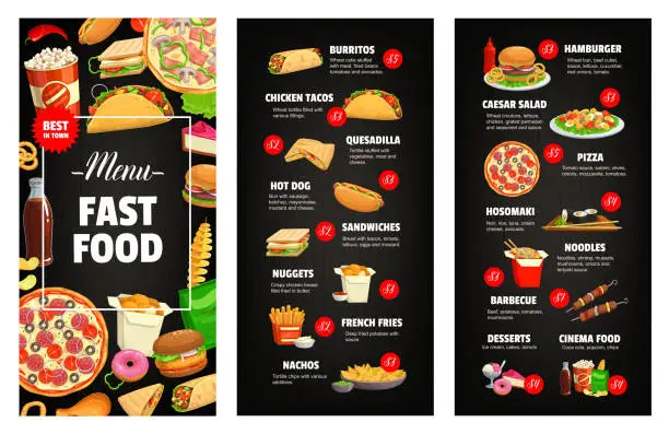 Vector illustration of Fast food restaurant or cafe menu cover template