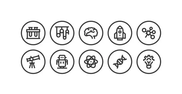 Vector illustration of Science, Chemistry, Innovation, Astronomy, Atom, Experiement Icon Design