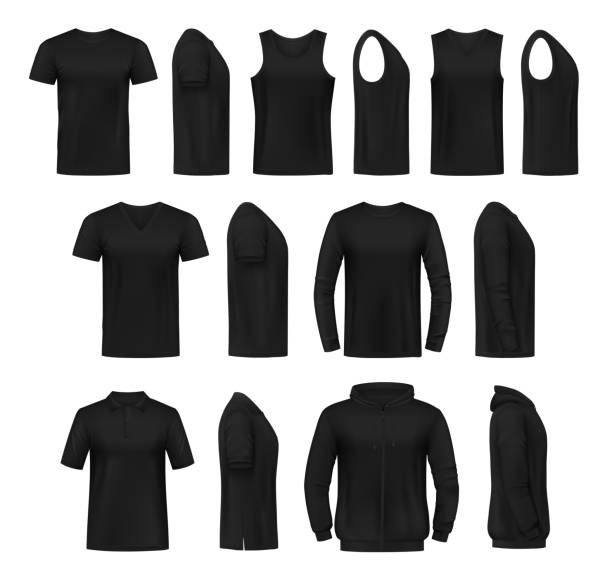 stockillustraties, clipart, cartoons en iconen met mens casual kleding realistische vector mockups - kort haar