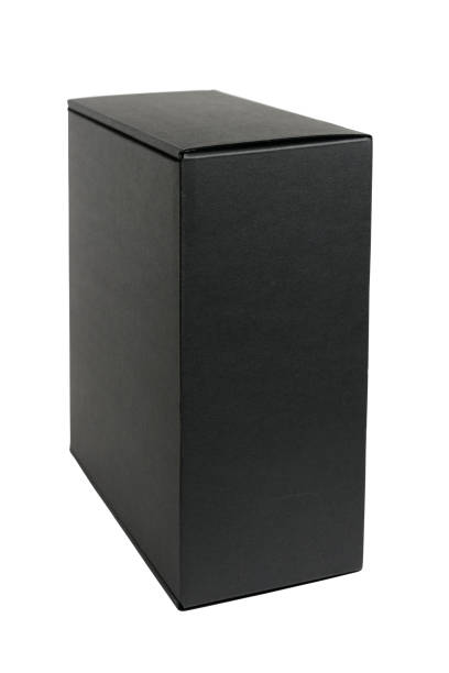 istock Black cardboard box for things and gifts. On a white background 1302215117