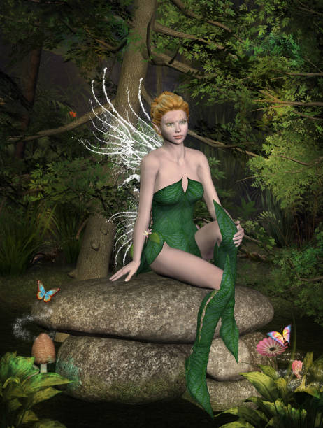 The forest's tales,Little pixie in magical forest,3d illustration