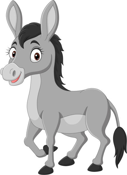 Cartoon happy donkey on white background Vector illustration of Cartoon happy donkey on white background burro stock illustrations
