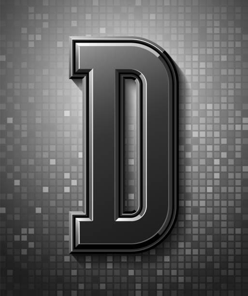 ilustrações de stock, clip art, desenhos animados e ícones de 3d dark font with flare, trendy condensed alphabet sans serif, modern beveled letter d on a pixel background, mosaic vector illustration 10eps. - letter d alphabet alphabetical order backgrounds