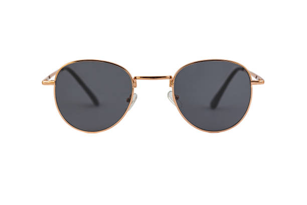 istock Golden Round Bottom Sunglasses with Black Lenses Isolated on White 1302229712
