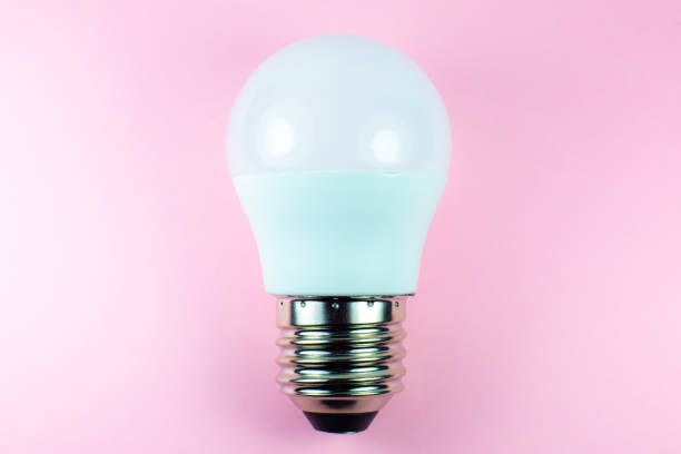 istock Saving energy modern led lamp on a pink background 1302230927