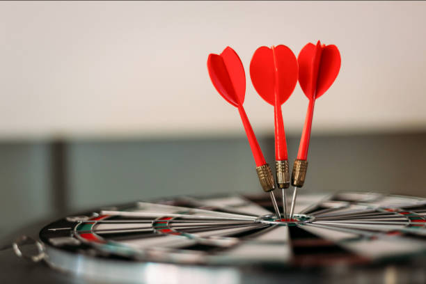 istock Red dart target with arrows for target business, marketing solution concept. 1302235902