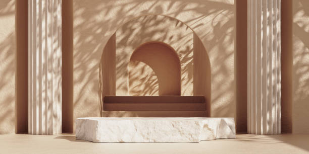 istock Mockup scene with stone podium for packaging and cosmetic presentation 1302235943