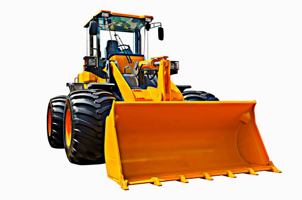 Illustration front end loader intended for material handling or agricultural needs Illustration front end loader intended for material handling or agricultural needs, isolated on a white background road scraper stock pictures, royalty-free photos & images