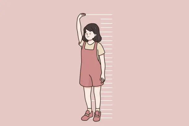 Vector illustration of Children growing, height of body concept
