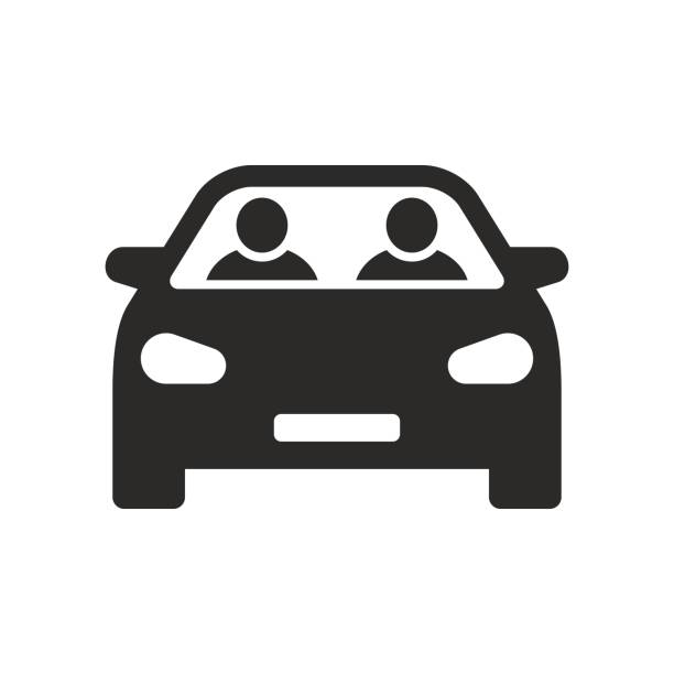 ilustraciones, imágenes clip art, dibujos animados e iconos de stock de icono de carpool. compartir coche. viaje. - car pooling