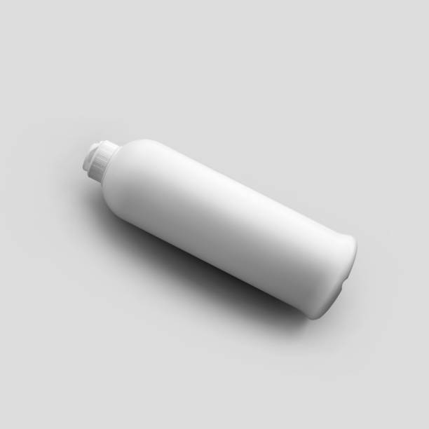 istock Template of white plastic bottle with flip top cap for detergent, shampoo, cleaning liquid isolated on background. 1302243333