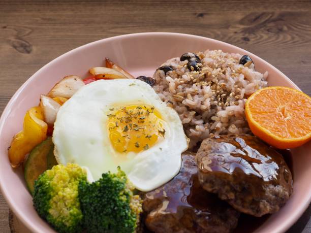 istock Beef Hamburger steak, broccoli, Stir-fry vegetables 1302243391