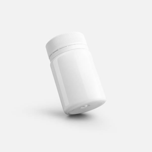 istock White bottle template for design presentation, plastic jar with cap for pills, vitamin, supplements, gel. 1302243517