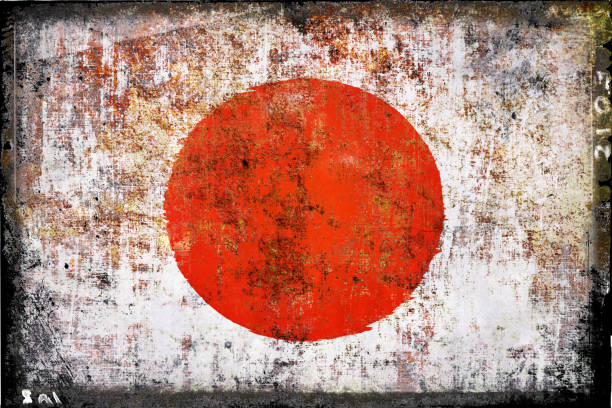 японский флаг, на гранж фильм кадр - japanese flag concepts dirty grunge стоковые фото и изображения