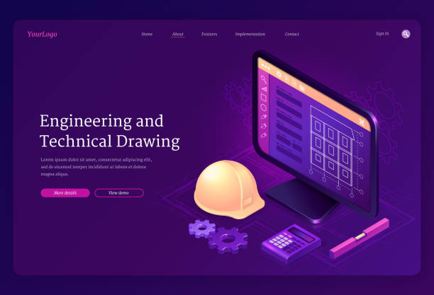 инженерно-техническая чертежная изометрическая посадка - blueprint electrical component engineer plan stock illustrations