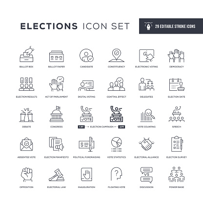 29 Elections Icons - Editable Stroke - Easy to edit and customize - You can easily customize the stroke with