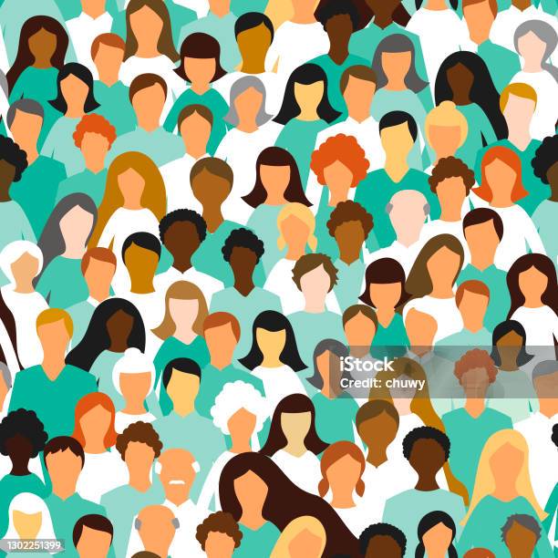 Healthcare Professionals Seamless Pattern Stock Illustration - Download Image Now - Nurse, Multiracial Group, Backgrounds