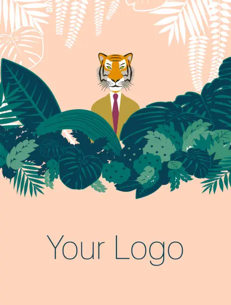 Vector illustration of Tiger in the business jungle