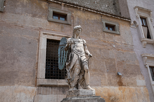 Rome, Italy - June 22, 2018: Art marble sculpture in Castel Sant'Angelo (Mausoleum of Hadrian)