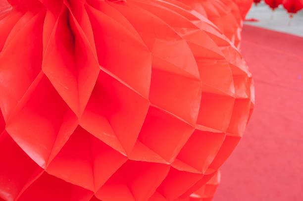 istock Abstract texture of red paper lanterns close up 1302253227