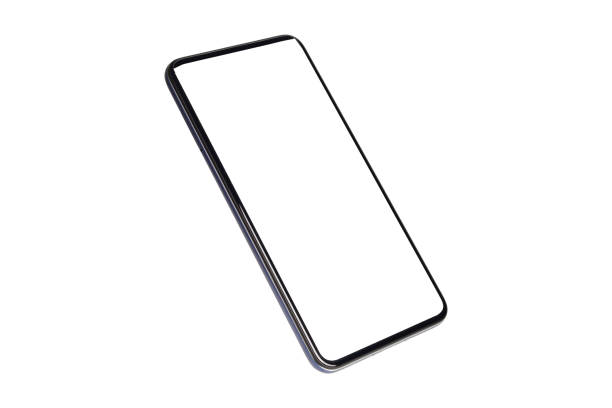 istock Side view of blank screen smartphone isolated on white background with clipping path, empty screen phone for mobile application ads and web campaign 1302254387