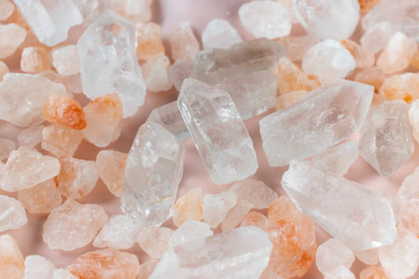 close-up of healing crystals