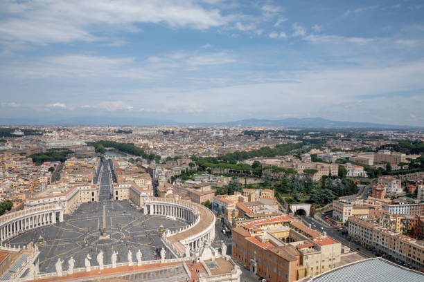 성 베드로 광장과 로마 시의 탁 트인 전망 - style st peters basilica travel destinations architecture 뉴스 사진 이미지