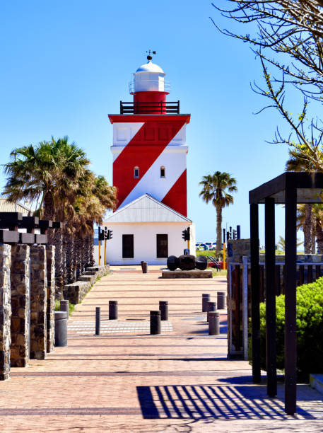 Green Point Lighthouse Mouille Point in Cape Town stock photo