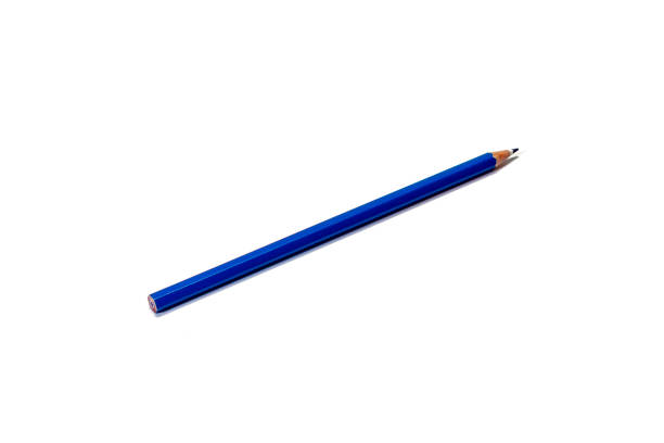 istock A blue pencil lies diagonally on an isolated white background. Isolate 1302257102