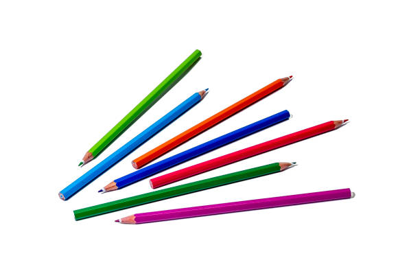 istock Colored pencils 7 pieces laid out on a white background. Isolate. 1302257166