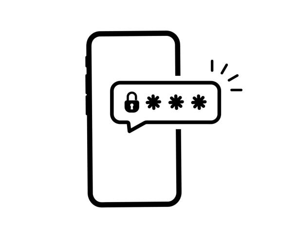 illustrations, cliparts, dessins animés et icônes de mot de passe de téléphone. icône protégée par mot de passe. téléphone avec entrer le code de mot de passe, autorisation de sécurité de vérification authentification en deux étapes. bouton de notification et saisie d’un code à l’écran - enter key