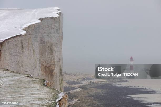 4k Beachy Head Lighthouse Winter Scene Eastbourne Stock Photo - Download Image Now