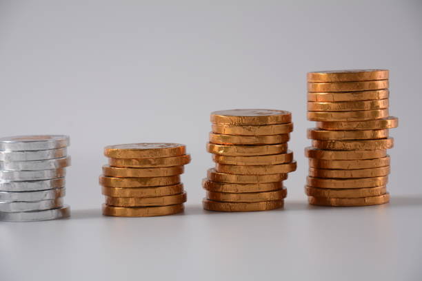 istock Stack of chocolate shekel coins as a concept for finance 1302259933