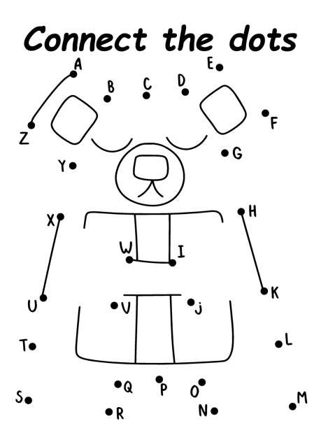 ilustrações, clipart, desenhos animados e ícones de urso de pelúcia de desenho animado conecta a ilustração vetorial de estoque de quebra-cabeças - joining the dots (expressão inglesa)