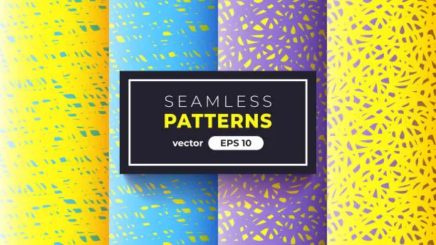 Vector illustration of Seamless abstract pattern. Halftone hatching. Grunge noise texture set. Vector illustration eps10. Creative artistic collection. Flat style. Pencil, ink paint strokes. Background template.