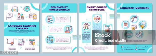 Language Course Info Language Learning Courses Brochure Template Stock Illustration ...