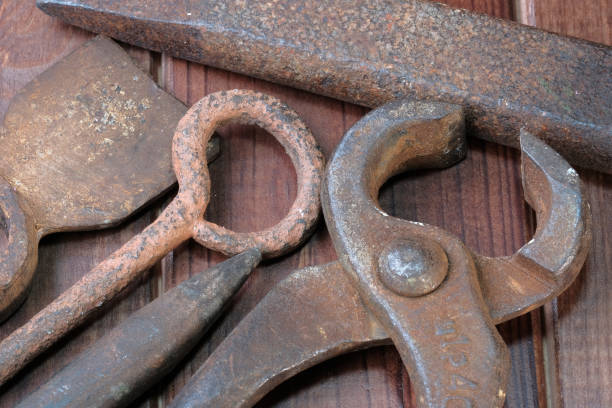 istock Old rusty tools of the last century 1302263687