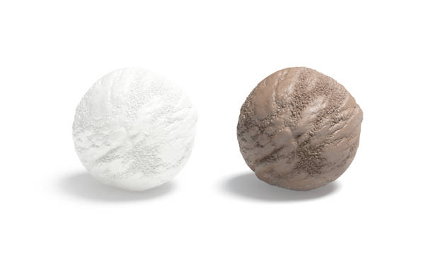 istock Blank vanilla and chocolate ice cream ball mockup, isolated 1302264990