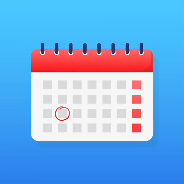 Flat style simple calendar. Holiday vector illustration. Vector background. Table schedule grid. Outline symbol. Flat style simple calendar. Holiday vector illustration. Vector background. Table schedule grid. Outline symbol calendar date circled stock illustrations