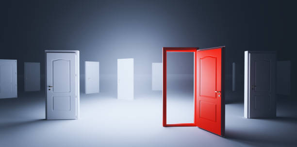 istock Choose open door. Choise and decision in life 1302270782
