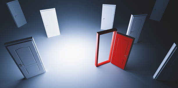 istock Choose open door. Choise and decision in life 1302270795