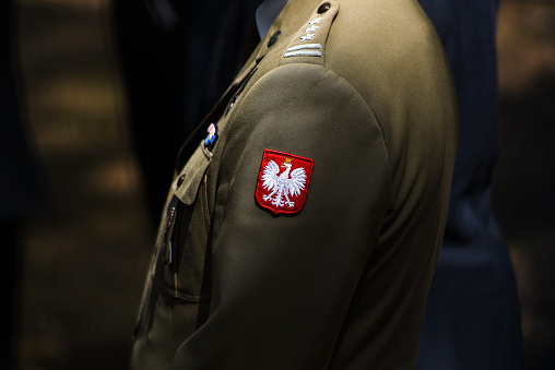Polish emblem on a military uniform.