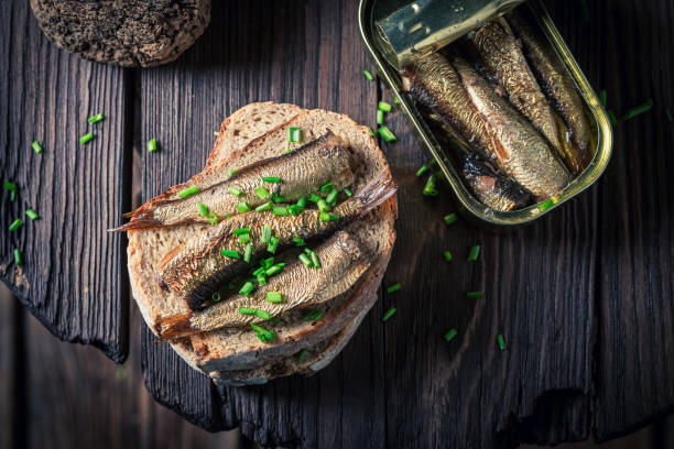 istock Healthy and fresh sardines sandwich with with chive 1302272120